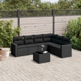 Cumpara ieftin Set canapele de grădină cu perne, 7 piese, negru, poliratan