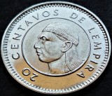 Moneda exotica 20 CENTAVOS de LEMPIRA - HONDURAS, anul 1999 * cod 555 B = UNC