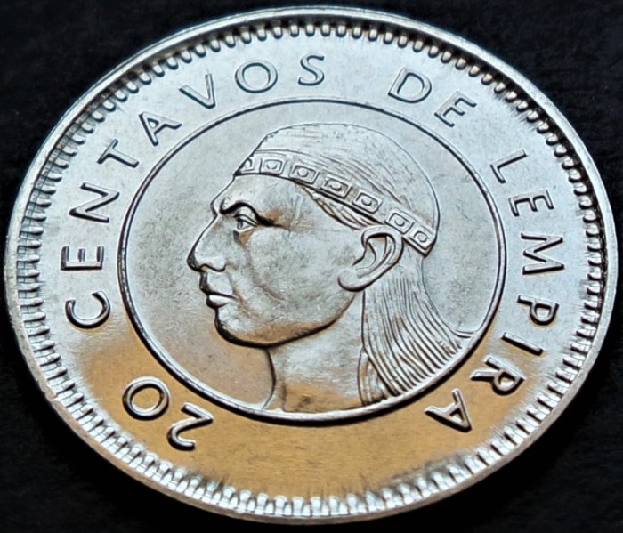 Moneda exotica 20 CENTAVOS de LEMPIRA - HONDURAS, anul 1999 * cod 4767 = UNC