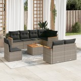 Gossi set canapele de gradina, 9 piese, cu perne, gri, poliratan