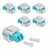 Set 6 Mufe duplex pentru fibra optica de 62.5 microni, Kwmobile, Alb/Albastru, Plastic, 51090.02.06