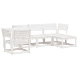Set mobilier relaxare de gradina 5 piese alb lemn masiv de pin