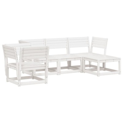 Set mobilier relaxare de gradina 5 piese alb lemn masiv de pin foto