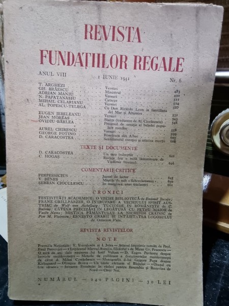 Revista Fundatiilor Regale - Anul VIII 1 Iunie 1941 Nr. 6