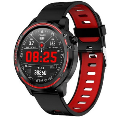 Ceas smartwatch inteligent, sport , apeluri, microfon, Bluetooth, rezistent la apa 1.2 inch - Rosu Negru foto