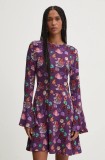 Desigual rochie FLOWER SCRIBB culoarea violet, mini, evazată, 24WWVW16