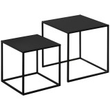 HOMCOM Set de 2 mese nestingute pătrate de stil industrial din metal negru mat - dim. 40 şi 35 cm | Aosom Romania