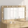 Oglinda Toaleta vidaXL Sonoma Oak 100x55x18cm, Bej, Iluminare LED, Montare Perete, Machiaj, Dormitor