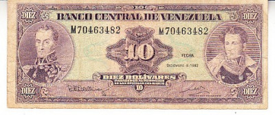 M1 - Bancnota foarte veche - Venezuela - 10 bolivares - 1992 foto