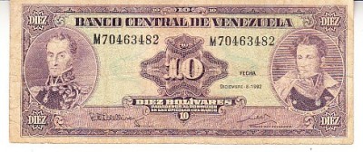 B11 2 - Bancnota foarte veche - Venezuela - 10 bolivares - 1992 foto