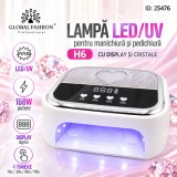 Lampă pentru unghii Led/uv 168W cu display și cristale, H6