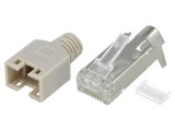 Mufă RJ45 8P8C Ecranată Gri cu Manșon Aurit