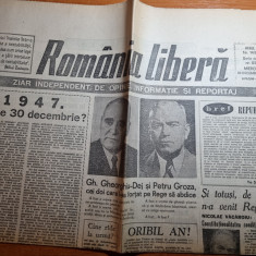 romania libera 30 decembrie 1992-p. groza si g. dej cei care l-au fortat pe rege