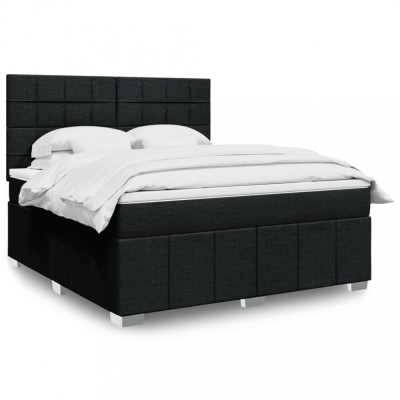 vidaXL Pat box spring cu saltea, negru, 180x200 cm, catifea 3294049 foto