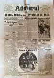 ADEVARUL LUNI 29 IULIE 1913(TEXTUL OFICIAL AL TRATATULUI DE PACE DE LA BUCURESTI