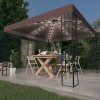 VidaXL Pavilion cu șiruri de lumini LED, gri taupe, 3x3 m 3070324