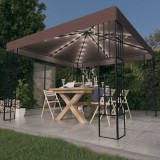 VidaXL Pavilion cu șiruri de lumini LED, gri taupe, 3x3 m