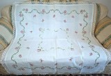 Fata de masa Vintage din In cu broderie manuala in cruciulite