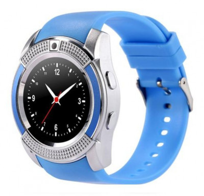 Resigilat Ceas Smartwatch V8 Albastru HandsFree Bluetooth 3.0 Micro SIM Android Camera 1.3MP foto