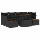 vidaXL Set de masă pentru grădină cu pernă 9 pcs Negru și Maro 3350035