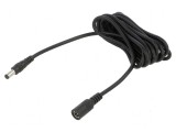 Cablu DC 5,5/2,1mm cu mufă și soclu drept 2x0,5mm2 negru