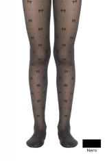Ciorapi copii subțiri cu model fundițe, Amelie 20 Den - Nero, 146-152