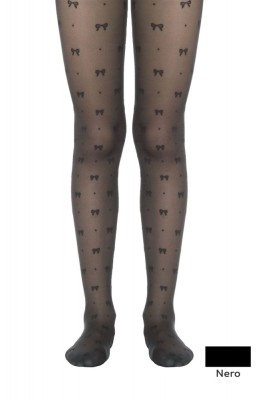 Ciorapi copii subțiri cu model fundițe, Amelie 20 Den - Nero, 146-152 foto