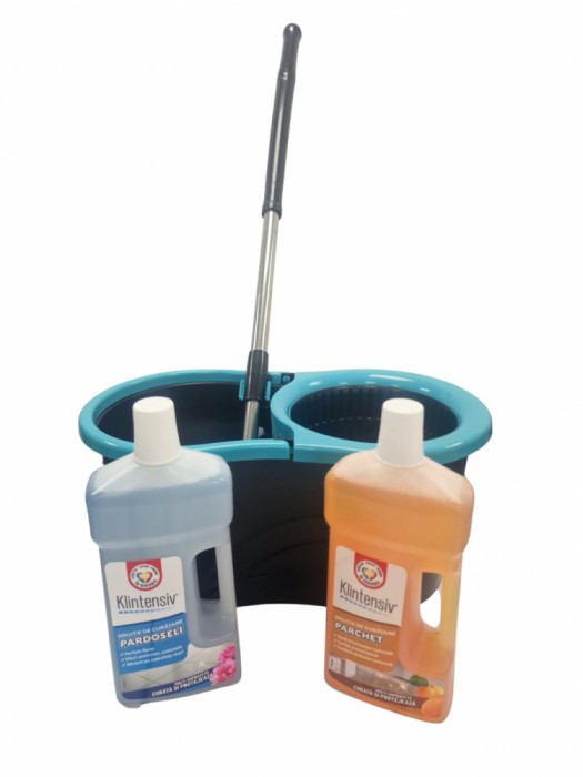 Set curatare podele Klintensiv , Mop rotativ Azay Interiors + solutii pentru parchet si pardoseli