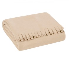 Cuvertură Fotoliu, Fleece, Bej, 170x130cm, Margine Franjuri