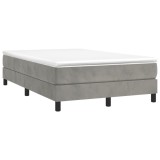 Cumpara ieftin Pat box spring cu saltea, gri deschis, 120x190 cm, catifea