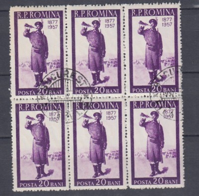 1957 LP 437 - 80 ANI RAZBOI INDEPENDENTA ROMANIA BLOC DE 6 STAMPILA FILATELIE foto