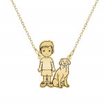 Childhood - Colier personalizat silueta copil cu animalut din argint 925 placat cu aur galben 24K