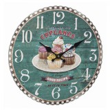 Ceas analog de perete din MDF, design VINTAGE, CupCakes, TFA 60.3045.13 Children SafetyCare