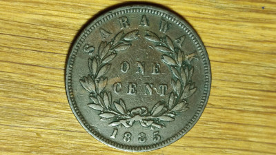 Sarawak - moneda de colectie rara bronz - 1 cent 1885 - Charles C. Brooke Rajah foto