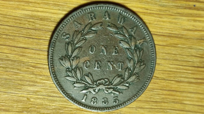 R10 Sarawak - moneda de colectie rara bronz - 1 cent 1885 - Charles C. Brooke Rajah