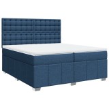 Cumpara ieftin Pat box spring cu saltea, albastru, 200x200 cm, textil
