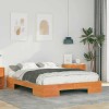 VidaXL Cadru de pat de podea Maro 135 x 190 cm Lemn masiv de pin