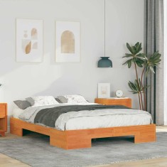 vidaXL Cadru de pat de podea Maro 135 x 190 cm Lemn masiv de pin 873039 foto