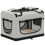 PawHut Transportor Moale Pliabil pentru C&acirc;ini Mici și Medii, cu Bol, din Țesătură Oxford, Gri Deschis | Aosom Romania