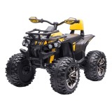 Cumpara ieftin ATV Electric pentru Copii 12V, 3-5 Ani, Faruri, Muzica, Pedale 100x65x73cm - Negru/Galben HOMCOM | Aosom RO