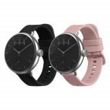 Set 2 curele kwmobile pentru Withings ScanWatch 38mm/Steel HR 36mm/Move ECG, Silicon, Negru/Roz, 60575.02