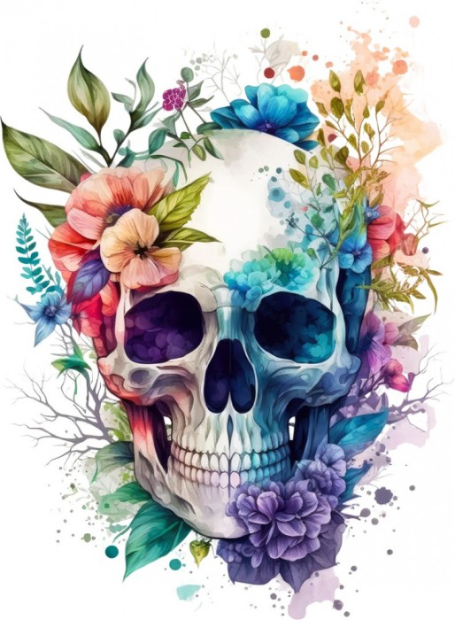 Sticker decorativ, Craniu, Multicolor, 80 cm, 1274STK-3