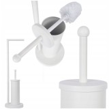 Suport hartie igienica cu perie de toaleta 2 in 1, alb mat Sepio