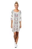 Rochie dama S25 alb/mov , marimea 3XL, Bumbac