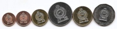 Sri Lanka Set 6 - 25, 50 cents 1, 2, 5, 10 Rupees 2005/13 - CLT6 , UNC !!! foto