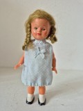 Papusa celuloid cu arc si cheita, care danseaza, vintage, West Germany, 17cm