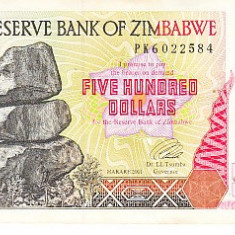 M1 - Bancnota foarte veche - Zimbabwe - 500 dolari - 2001