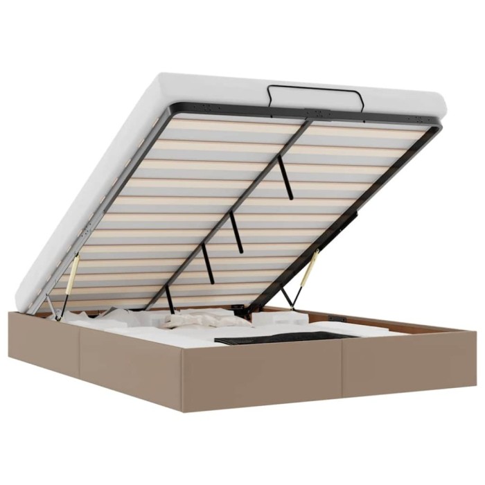 Cadru de pat otoman fara saltea Cappucino piele artificiala