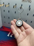 Set 2 brelocuri roti auto , jante albe si cauciucuri negre, cu agatatoare metalica