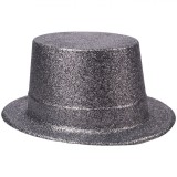 Pălărie Deghizare Adulți, Model Glitter Argintiu, &Icirc;nălțime 52 cm, Material PVC